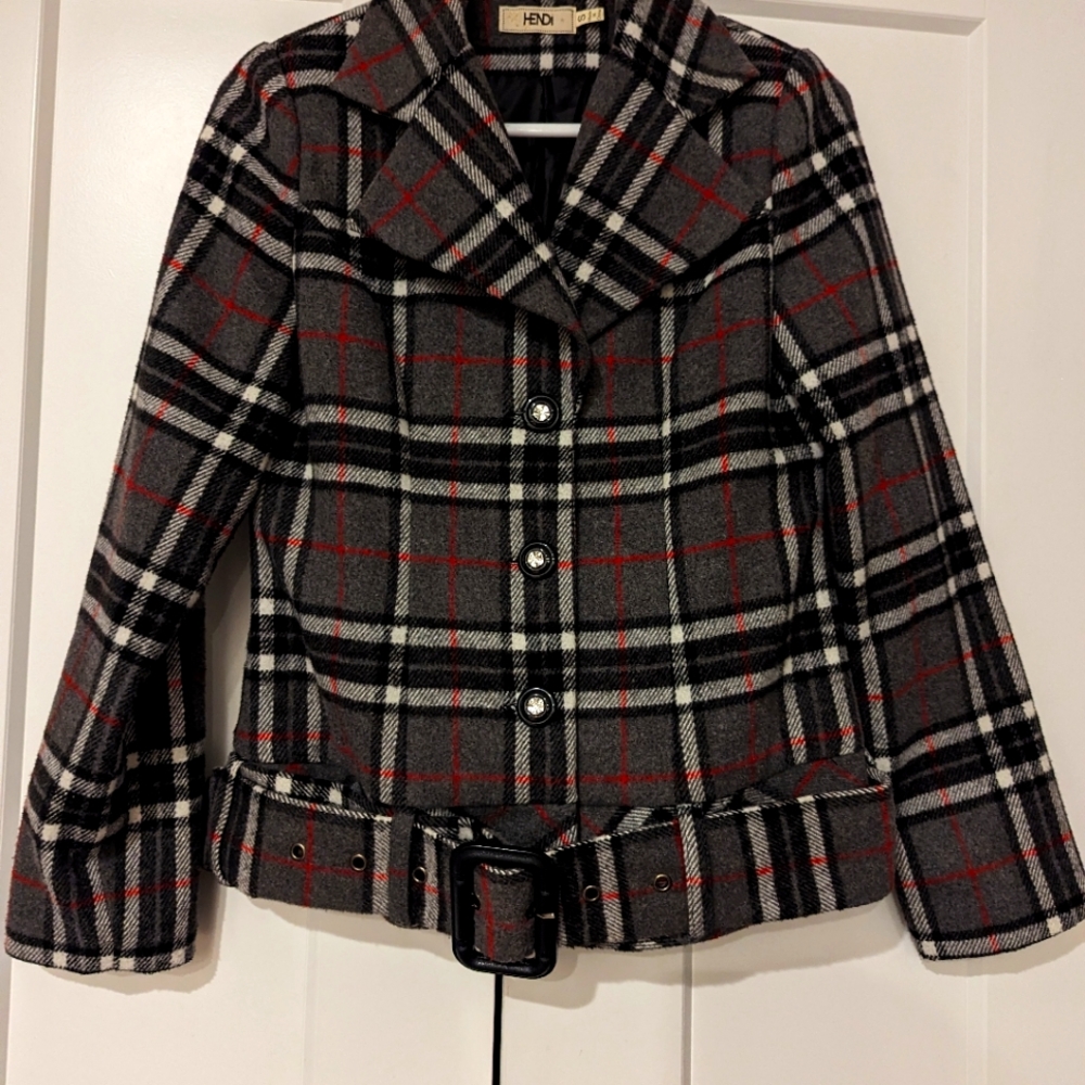Women's cropped belted waist jacket
